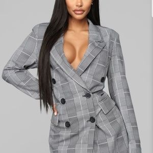 Fashion Nova Late To Work Plaid Blazer Small
